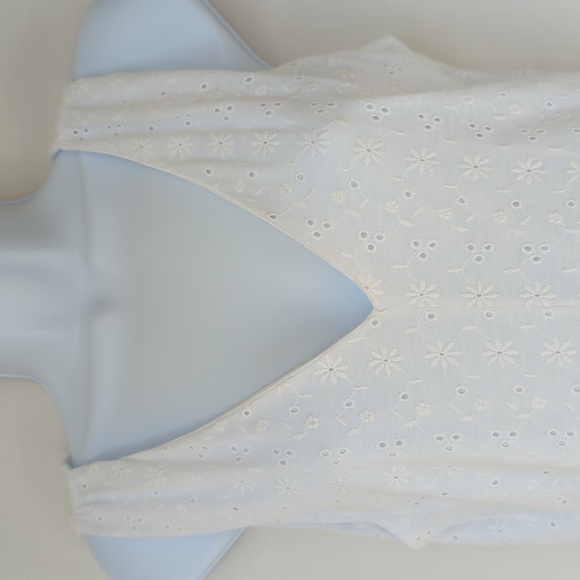 LOFT | White Eyelet Flounce Double V Dress, - Picture 8 of 15